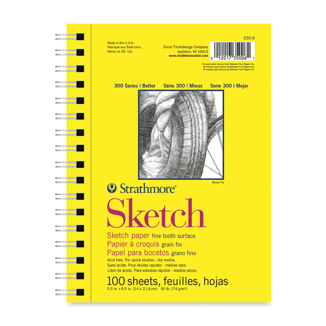 Open in modal - Strathmore 300 Series Wirebound Sketch Pad - 5-1/2" x 8-1/2", 50 lb, 100 Sheets
