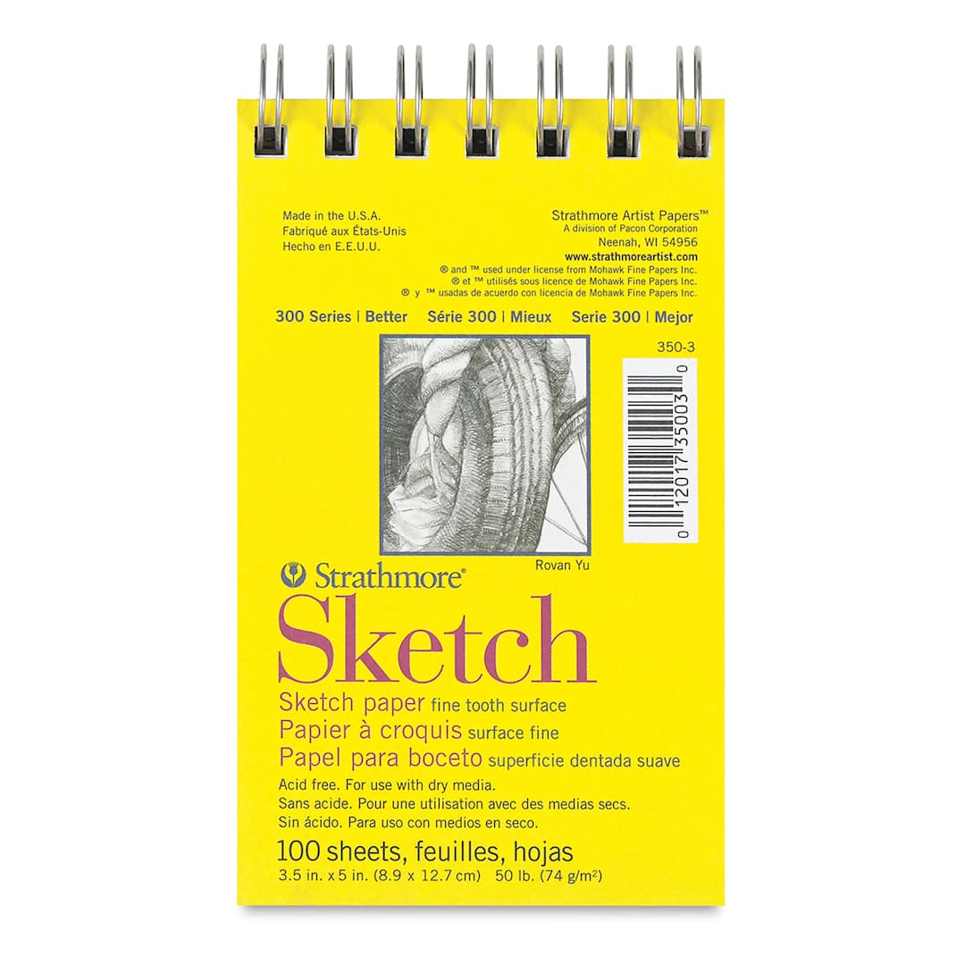 Open in modal - Strathmore 300 Series Wirebound Sketch Pad - 3-1/2" x 5", 50 lb, 100 Sheets