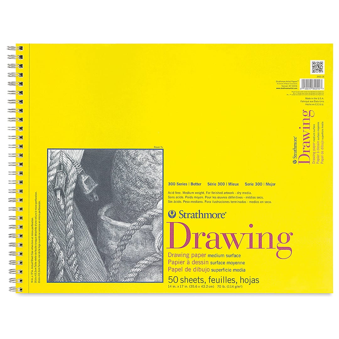 Open in modal - Strathmore 300 Series Drawing Pad - 14" x 17", Wire Bound, front cover
