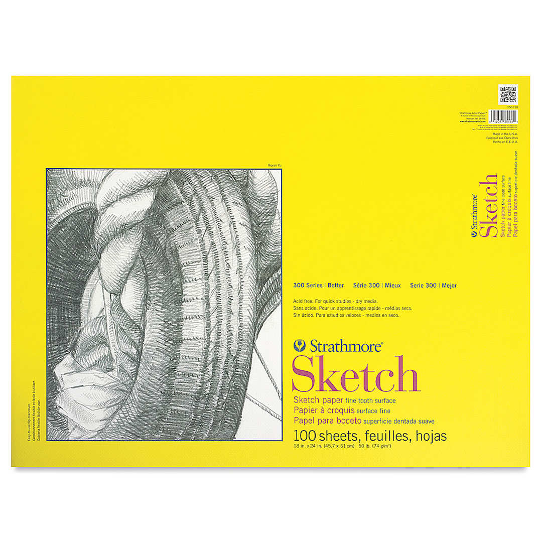 Open in modal - Strathmore 300 Series Sketch Pad - 18" x 24", 50 lb, 100 Sheets
