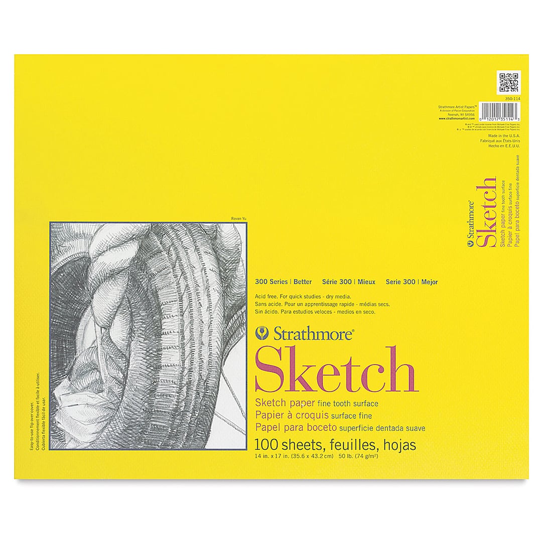 Open in modal - Strathmore 300 Series Gluebound Sketch Pad - 14" x 17", 50 lb, 100 Sheets