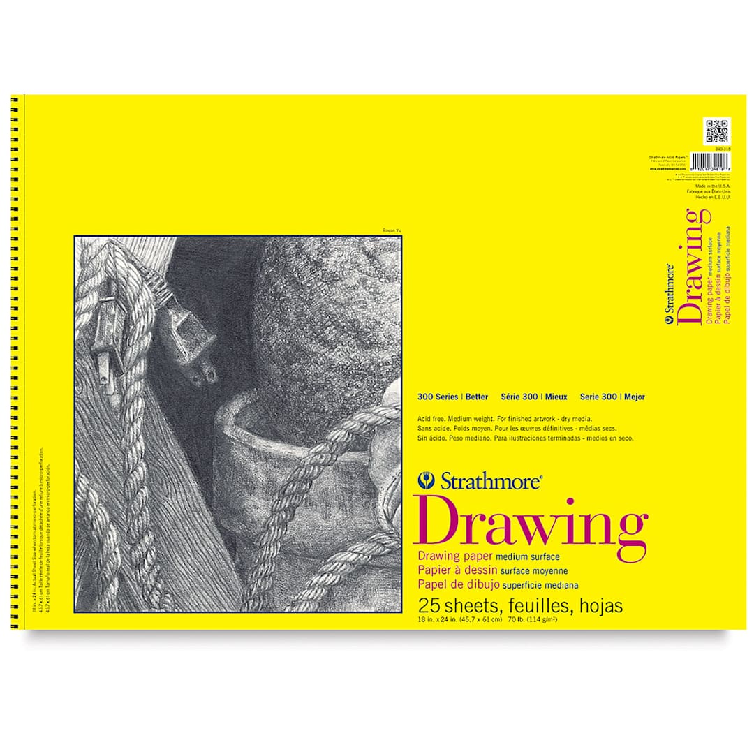 Open in modal - Strathmore 300 Series Drawing Pad - 18" x 24", Wire Bound, front cover