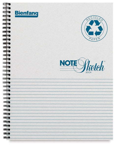 Open in modal - Horizontal Spiral Bienfang Notesketch Pad, showing lines across bottom half of page 