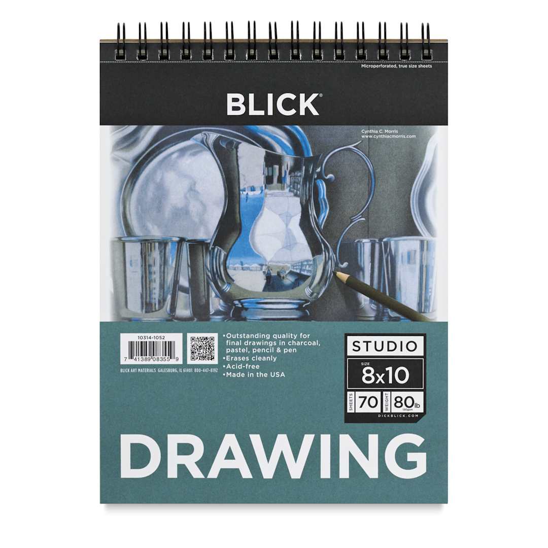 Open in modal - Blick Studio Drawing Pads - 8" x 10", 70 Sheets. Front of spiral pad.