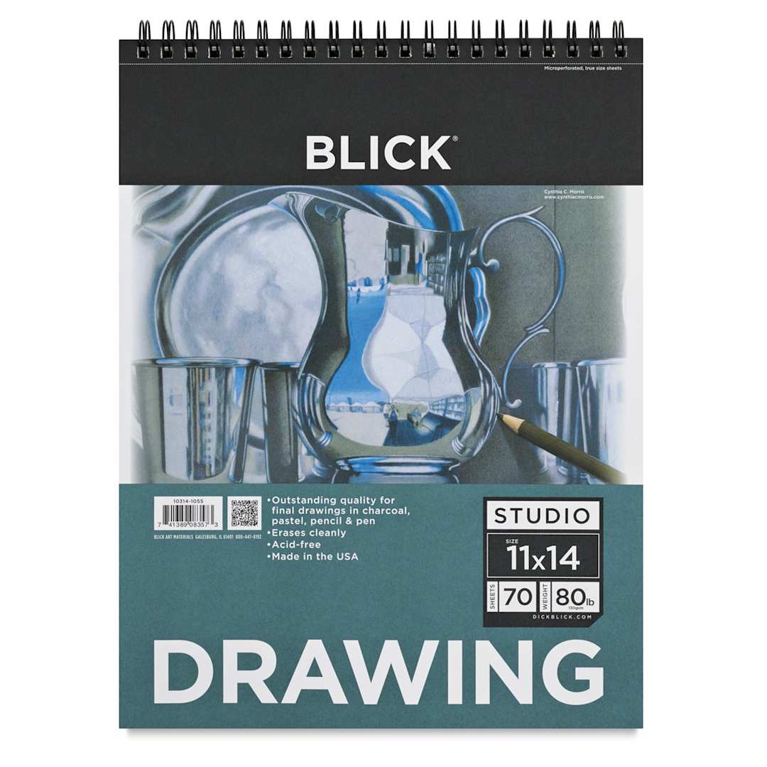 Open in modal - Blick Studio Drawing Pads - 11" x 14", 70 sheets. Front of spiral pad.