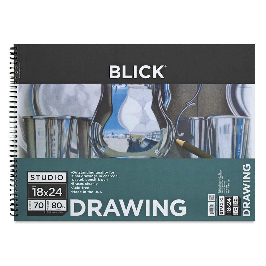 Open in modal - Blick Studio Drawing Pads - 18" x 24", 70 sheets. Front of spiral pad.