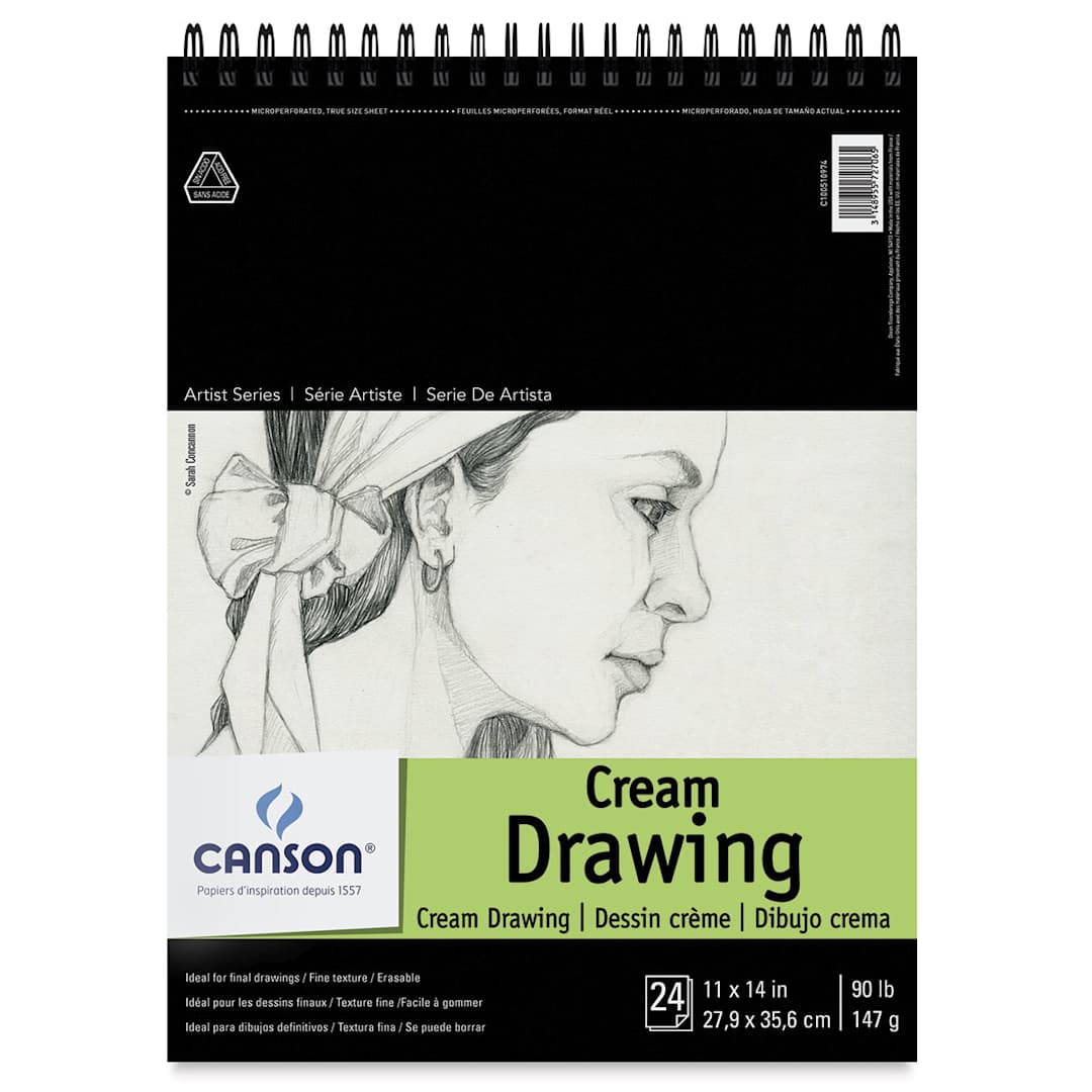 Open in modal - Canson Classic Cream Drawing Pad - 11" x 14", 24 Sheets
