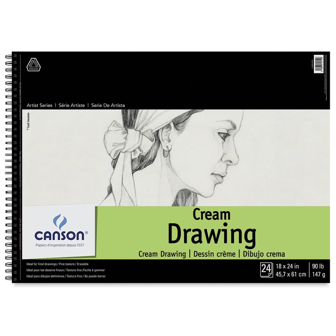 Open in modal - Canson Classic Cream Drawing Pad - 18" x 24", 24 Sheets
