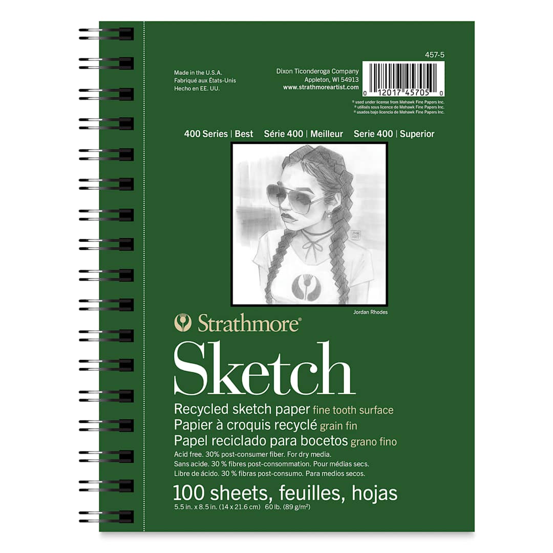 Open in modal - Strathmore 400 Series Recycled Sketch Pad - 5-1/2" x 8-1/2", front cover