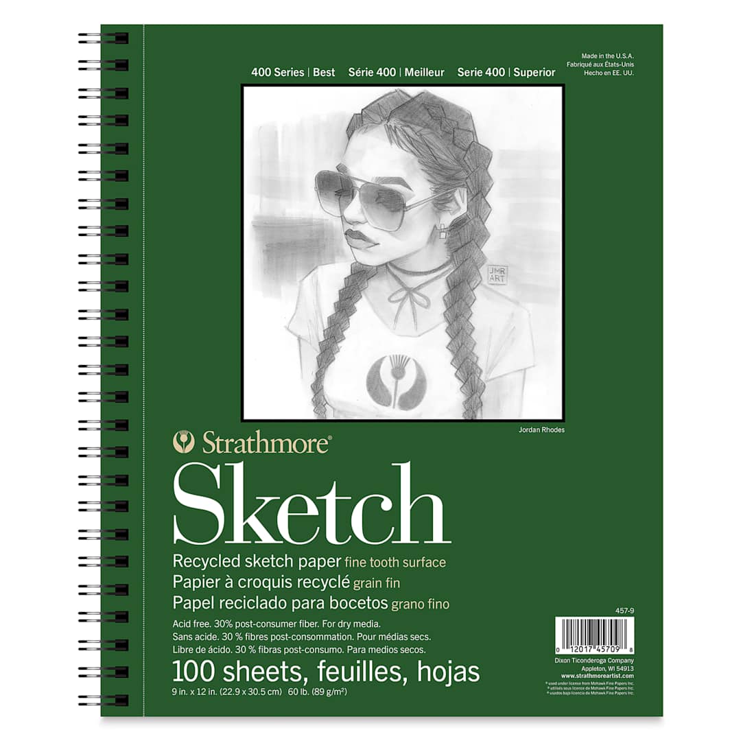 Open in modal - Strathmore 400 Series Recycled Sketch Pad - 9" x 12", 100 Sheets, front cover