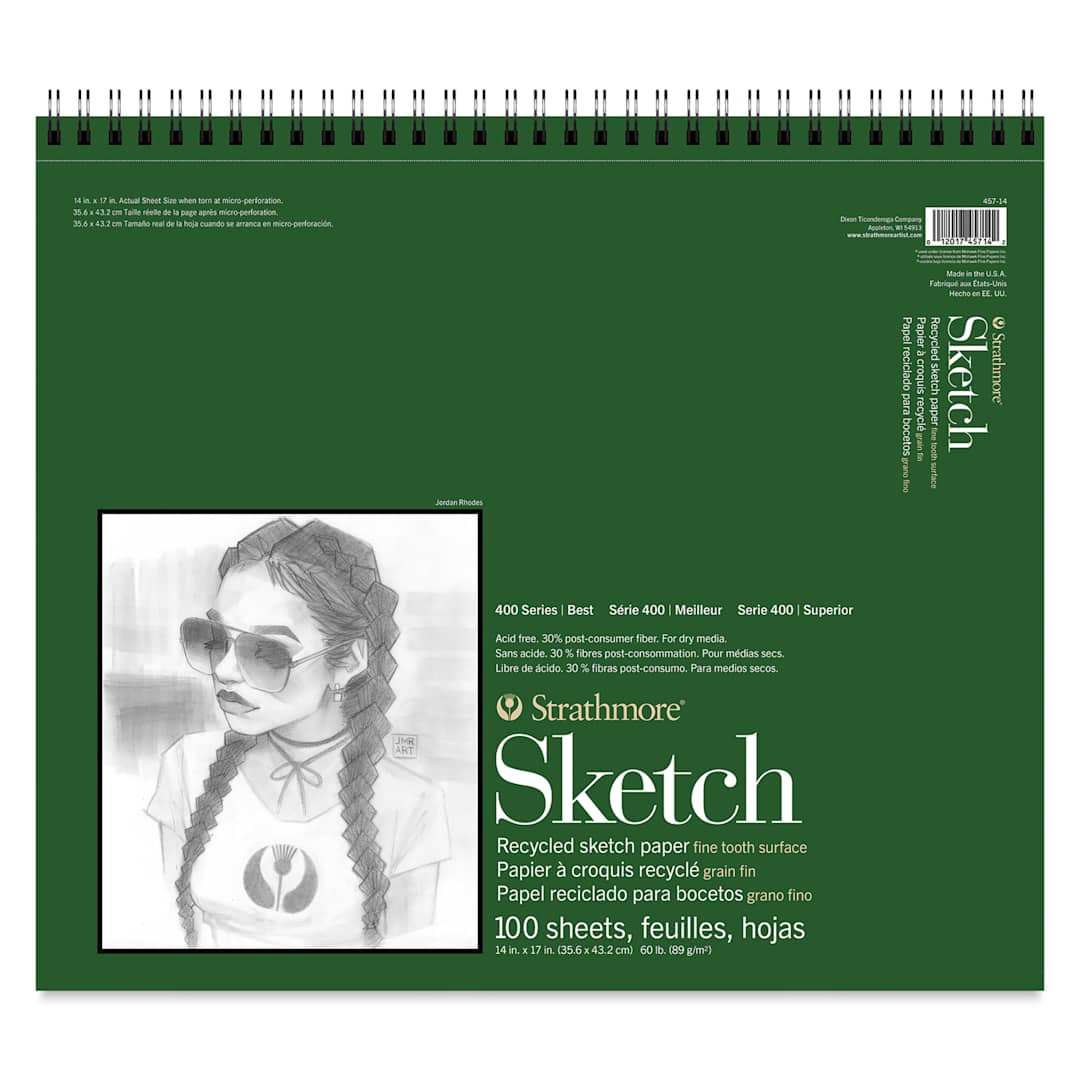 Open in modal - Strathmore 400 Series Recycled Sketch Pad - 14" x 17", Portrait, 100 Sheets, front cover