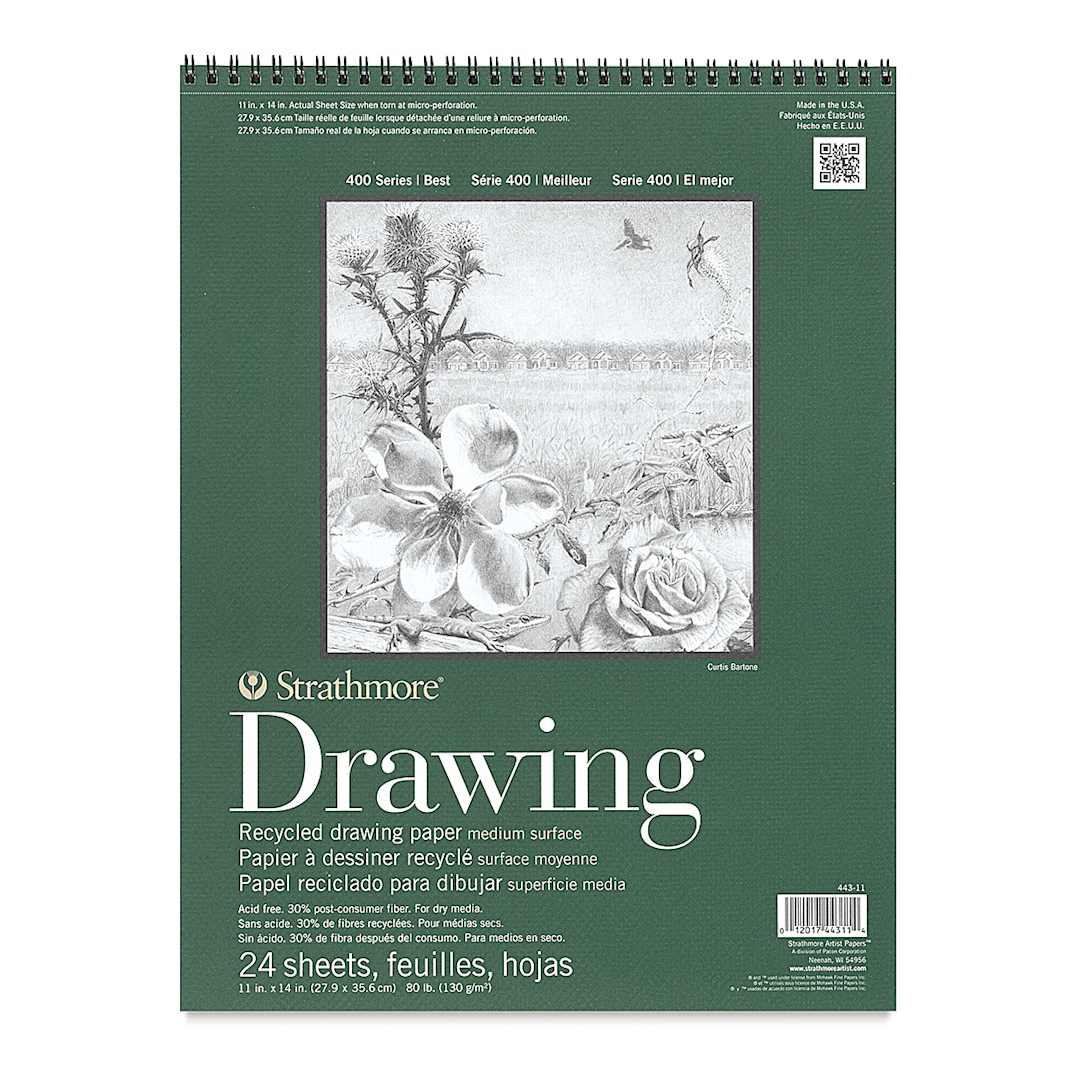 Open in modal - Strathmore 400 Series Recycled Drawing Pad - 14" x 11", Portrait, 24 Sheets