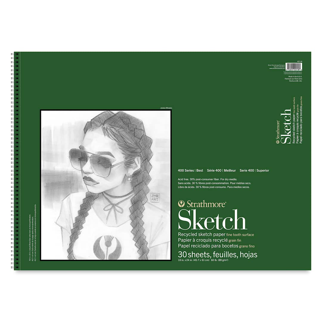 Open in modal - Strathmore 400 Series Recycled Sketch Pad - 18"x 24", Landscape, 30 Sheets