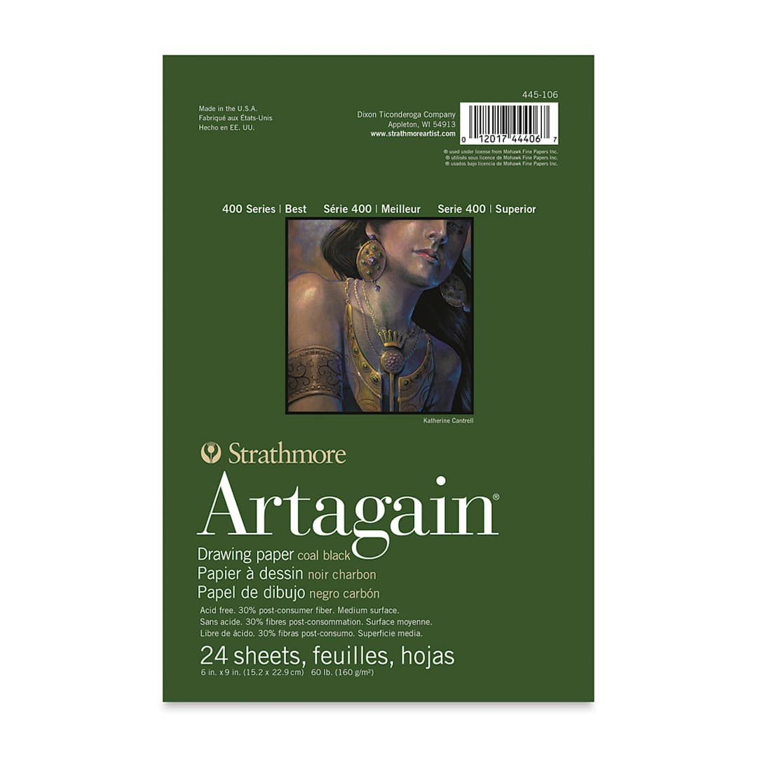 Open in modal - Strathmore Artagain Drawing Pad - 6" x 9", Black, 24 Sheets