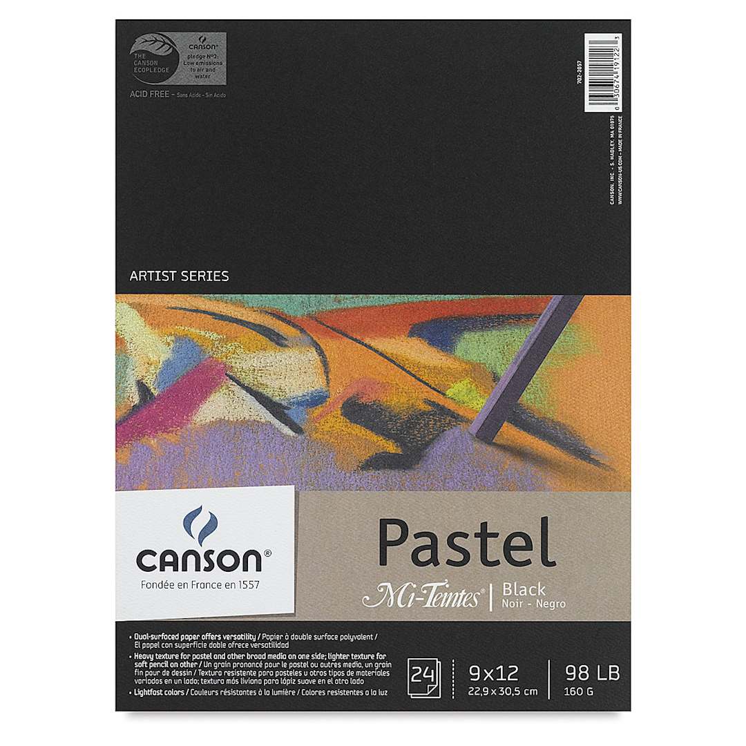 Open in modal - Canson Mi Teintes Drawing Papers - 9'' x 12'', Black Paper, 24 Sheets (Front Cover of Pad)