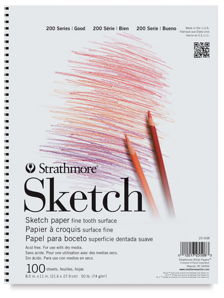 Open in modal - Strathmore 200 Series Sketch Pad - front cover of 8-1/2" x 11" pad, Wire Bound on Side 