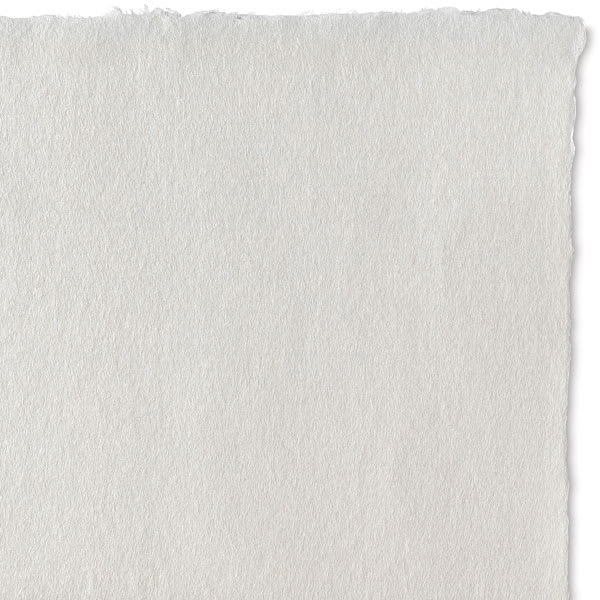 Open in modal - Okawara Paper - Top view of sheet showing color, texture and deckle edges