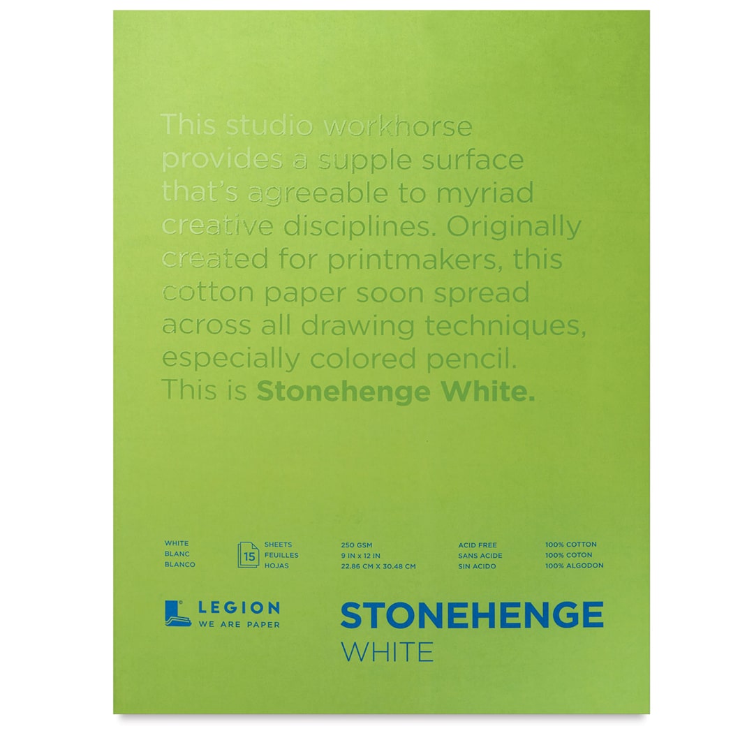 Open in modal - Legion Stonehenge Drawing Paper Pad - 9" x 12", White, 15 Sheets