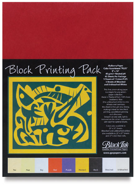 Open in modal - Black Ink Block Printing Pack - 9'' x 12'', Assorted, 45 Sheets