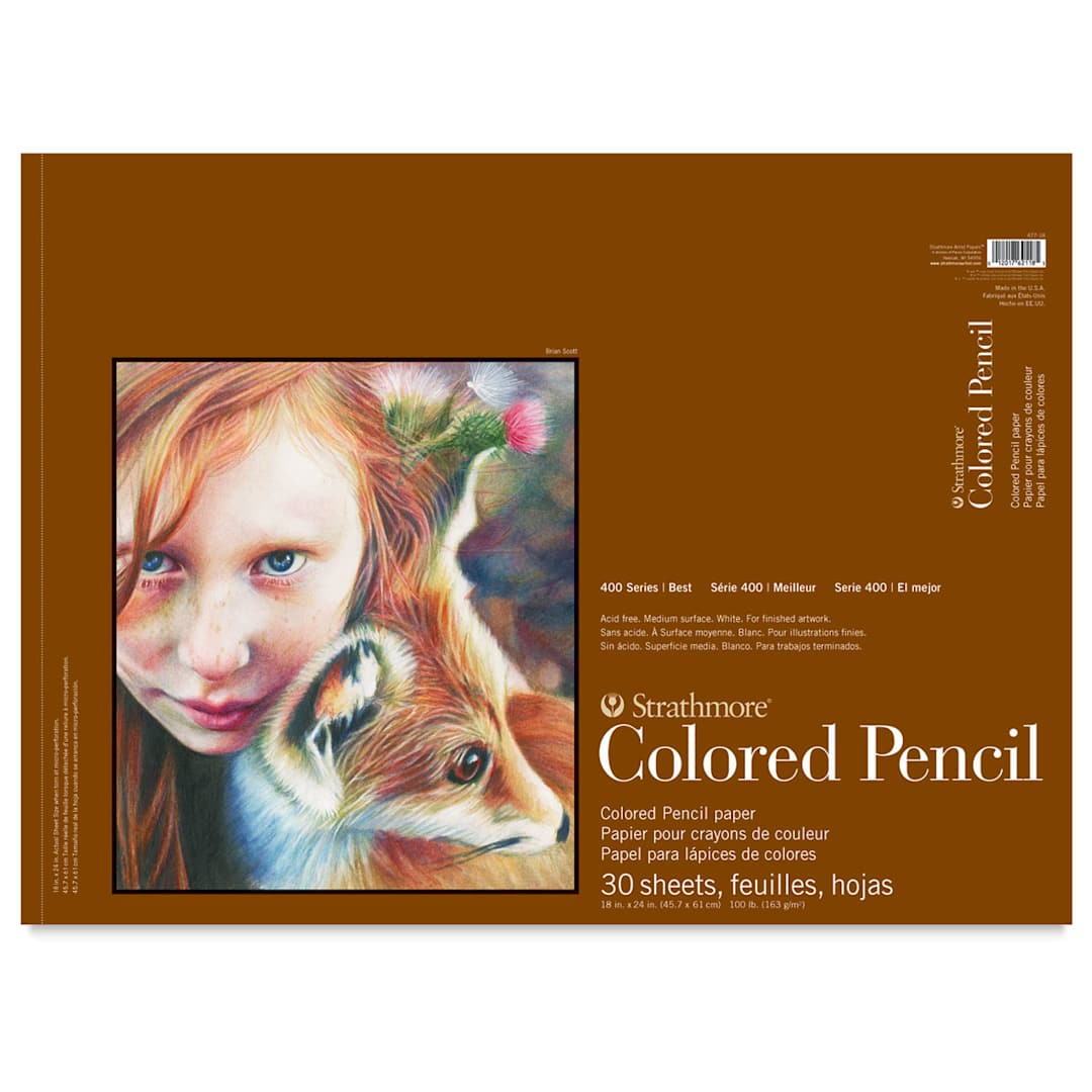 Open in modal - Strathmore 400 Series Colored Pencil Pad - Top view of 18" x 24" sidebound Pad 