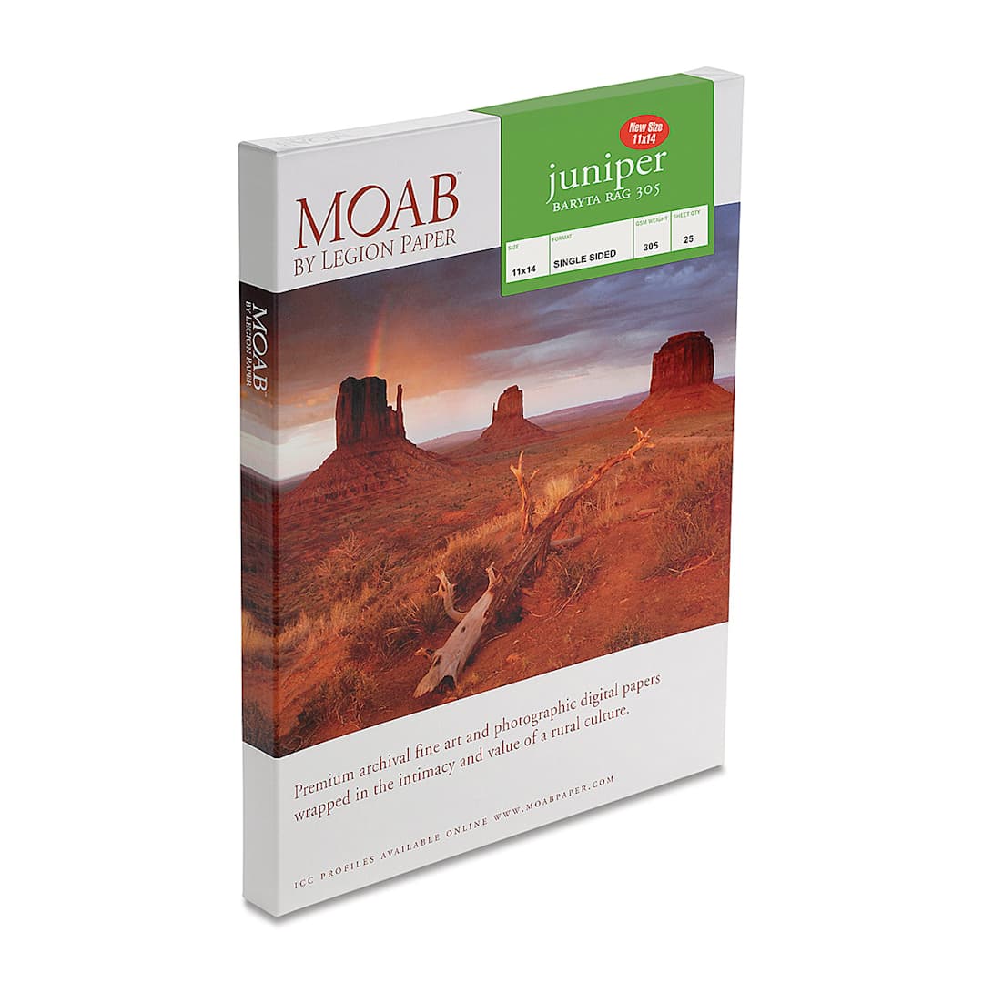 Open in modal - Legion Moab Juniper Baryta Rag Paper - 11" x 14", 25 Sheets