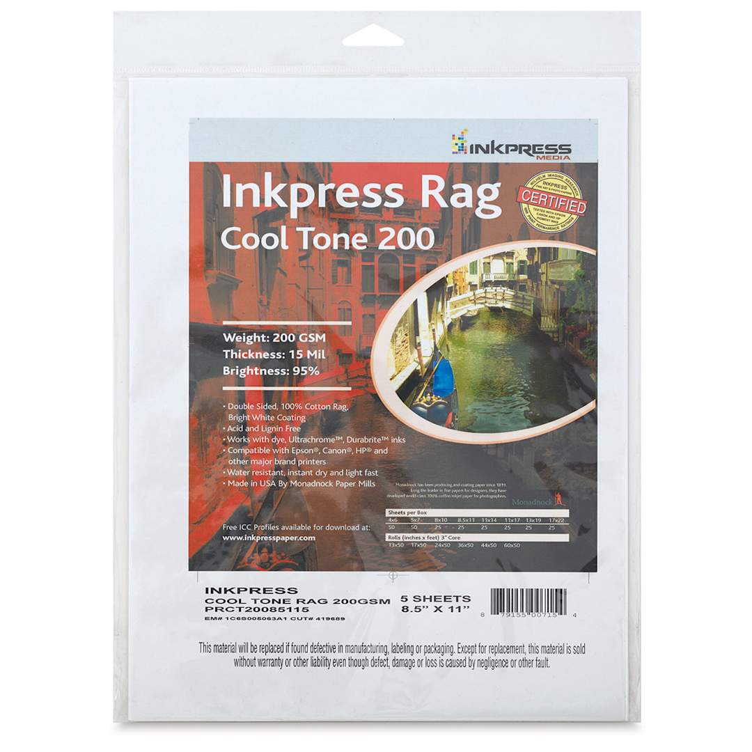 Open in modal - Inkpress Rag Digital Paper - Front of Cool Tone 25 sheet package with label