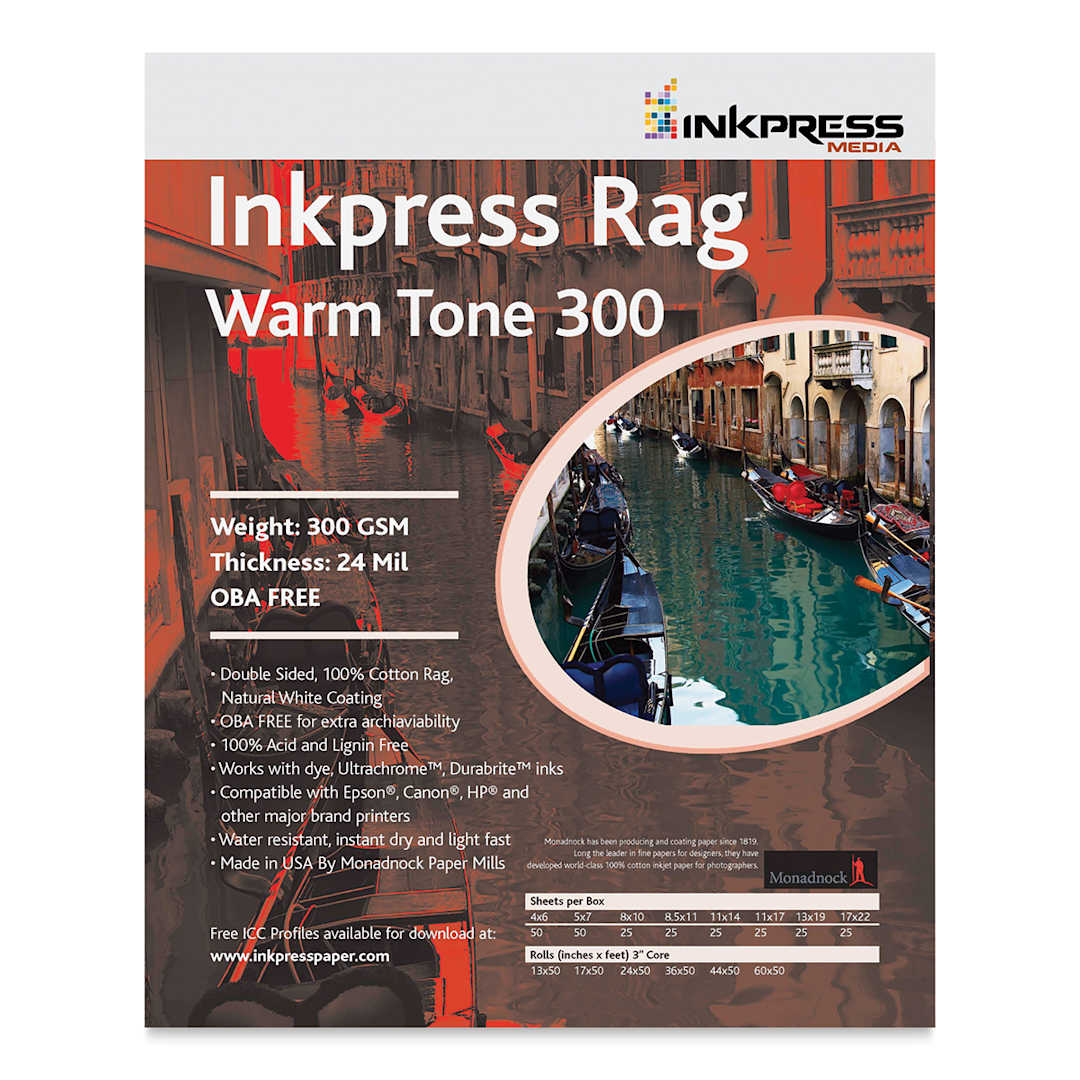 Open in modal - Inkpress Rag Digital Paper - Warm Tone, 300 gsm, 13" x 19", 25 Sheets