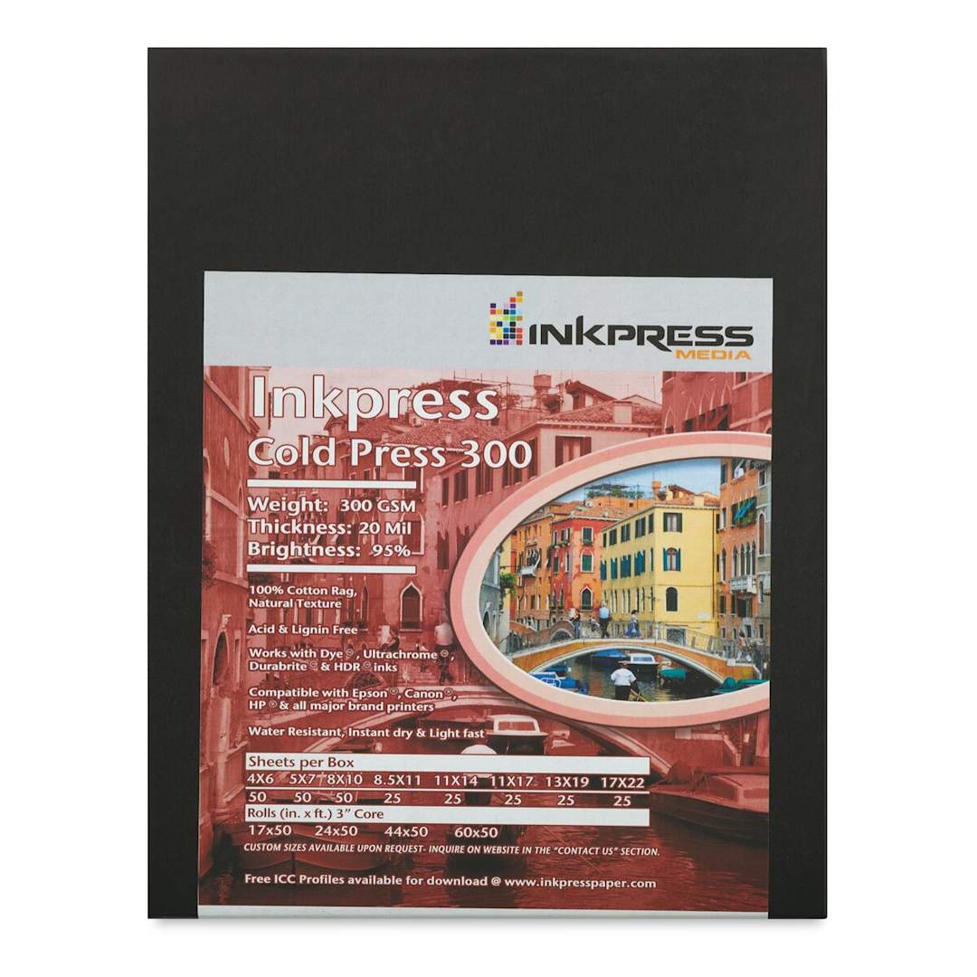 Open in modal - Inkpress Cold Press 300 Paper - 8-1/2" x 11", 300 gsm, 25 Sheets