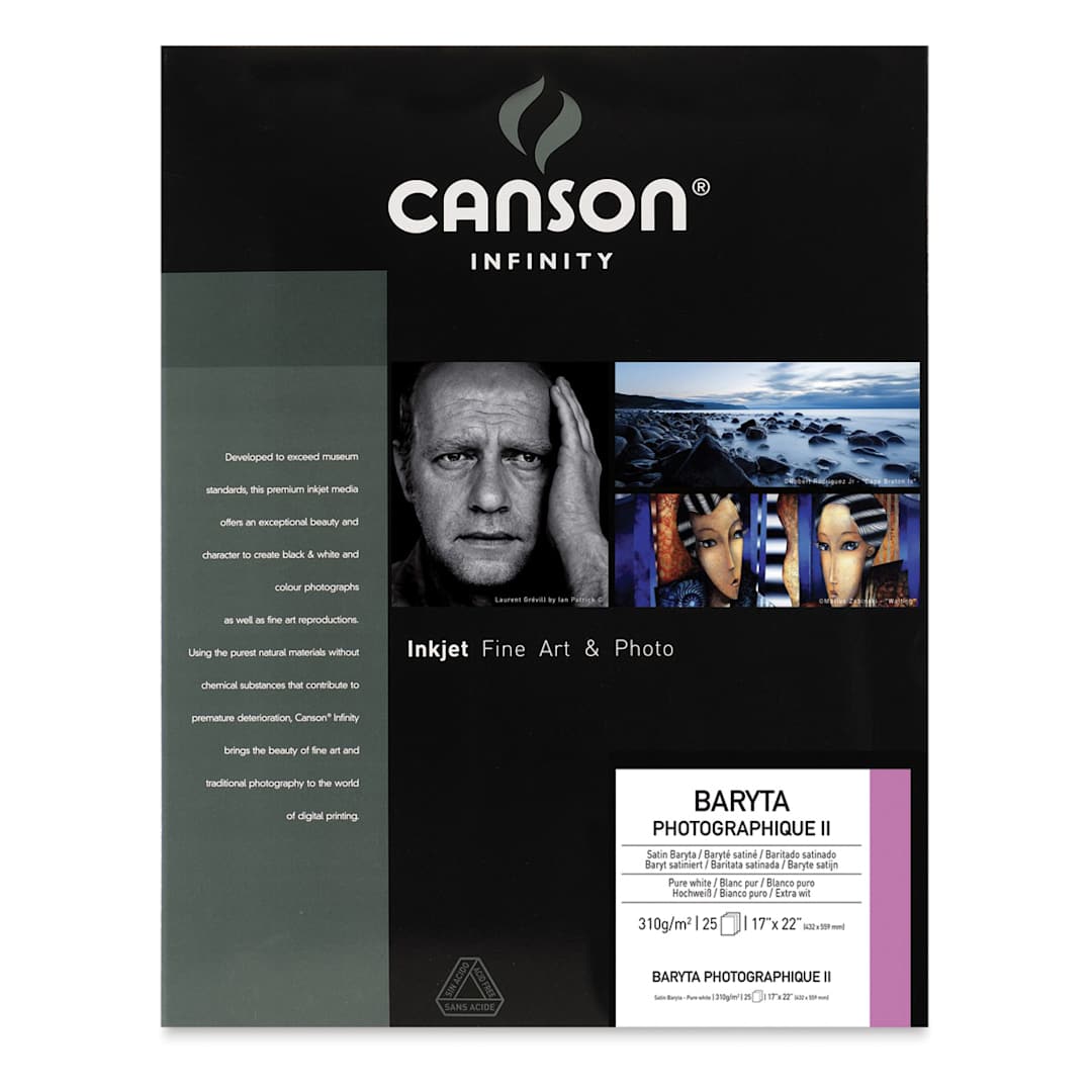 Open in modal - Canson Infinity Baryta Photographique II Inkjet Paper - 17" x 22", 25 Sheets