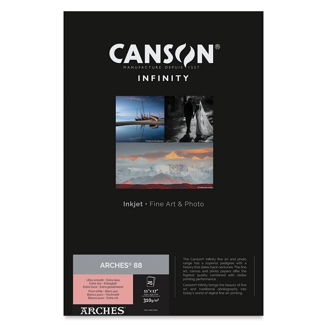 Open in modal - Canson Infinity Arches 88 Inkjet Fine Art and Photo Paper - 11" x 17", 310 gsm, Package of 25