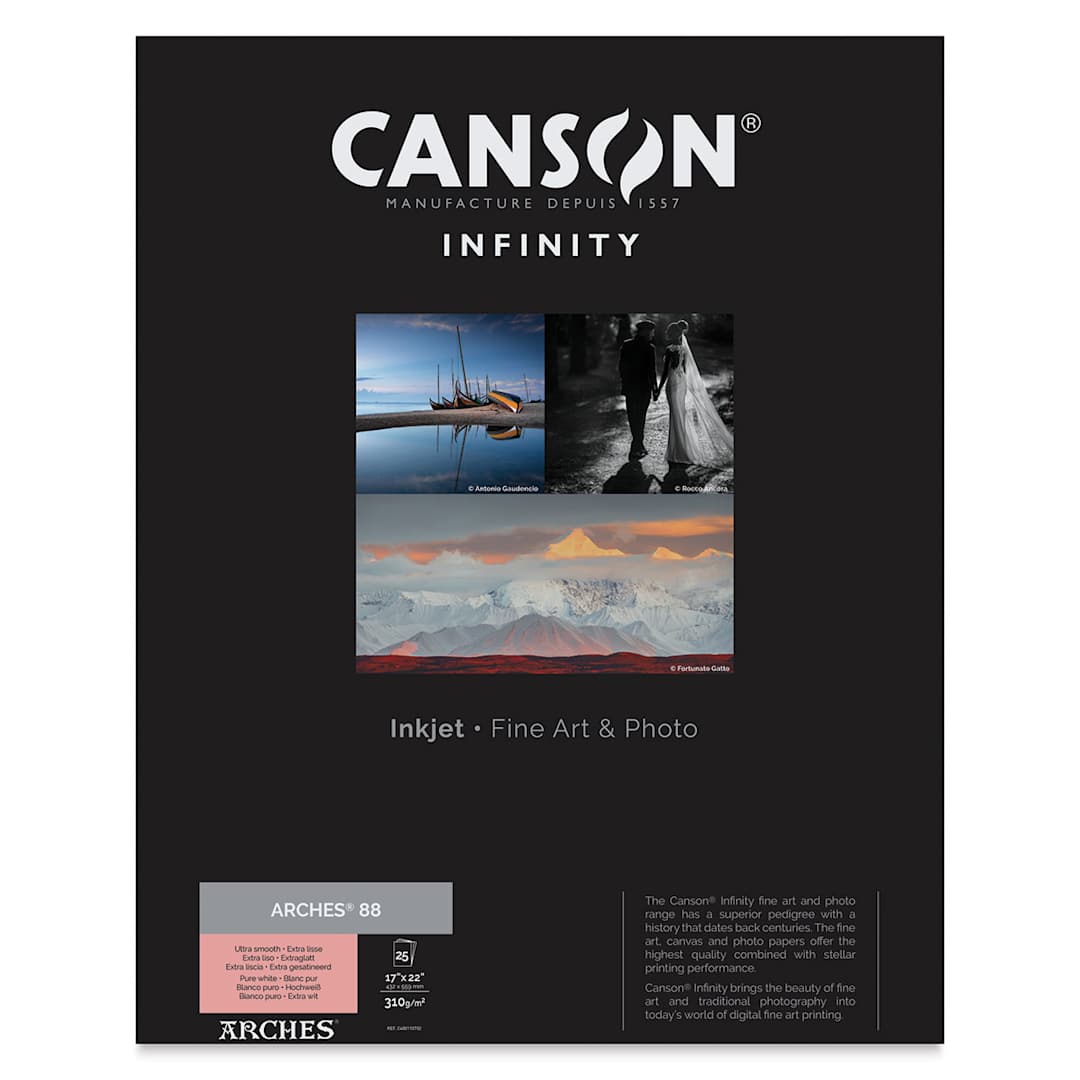 Open in modal - Canson Infinity Arches 88 Inkjet Fine Art and Photo Paper - 17" x 22", 310 gsm, Package of 25