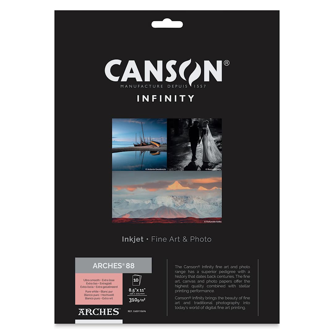 Open in modal - Canson Infinity Arches 88 Inkjet Fine Art and Photo Paper - 8-1/2" x 11", 310 gsm, Package of 10