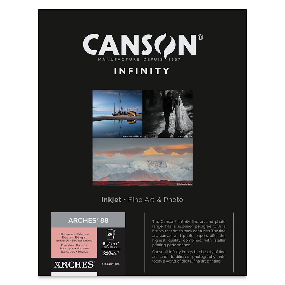 Open in modal - Canson Infinity Arches 88 Inkjet Fine Art and Photo Paper - 8-1/2" x 11", 310 gsm, Package of 25