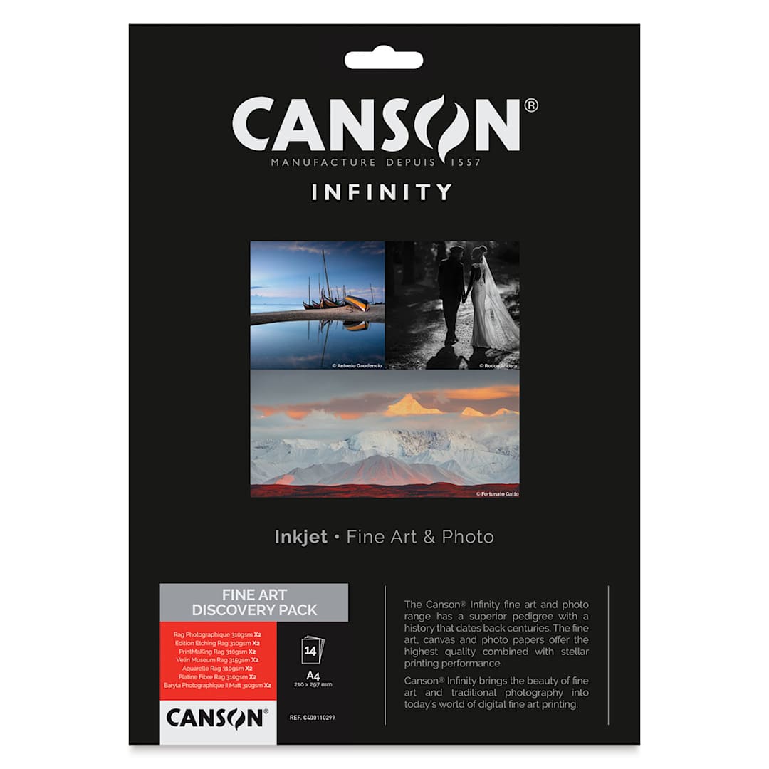 Open in modal - Canson Infinity Fine Art Inkjet Paper Discovery Pack - Package of 14 Sheets, 8-1/2" x 11