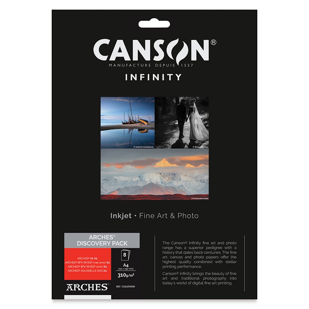 Open in modal - Canson Infinity Arches Inkjet Paper Discovery Pack - Package of 8 Sheets, 8-1/2" x 11, 310 gsm