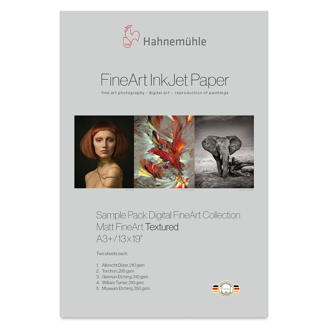 Open in modal - Hahnemühle Matte FineArt Textured Inkjet Paper Sample Pack - 13" x 19", Pkg of 10 (Front of package)