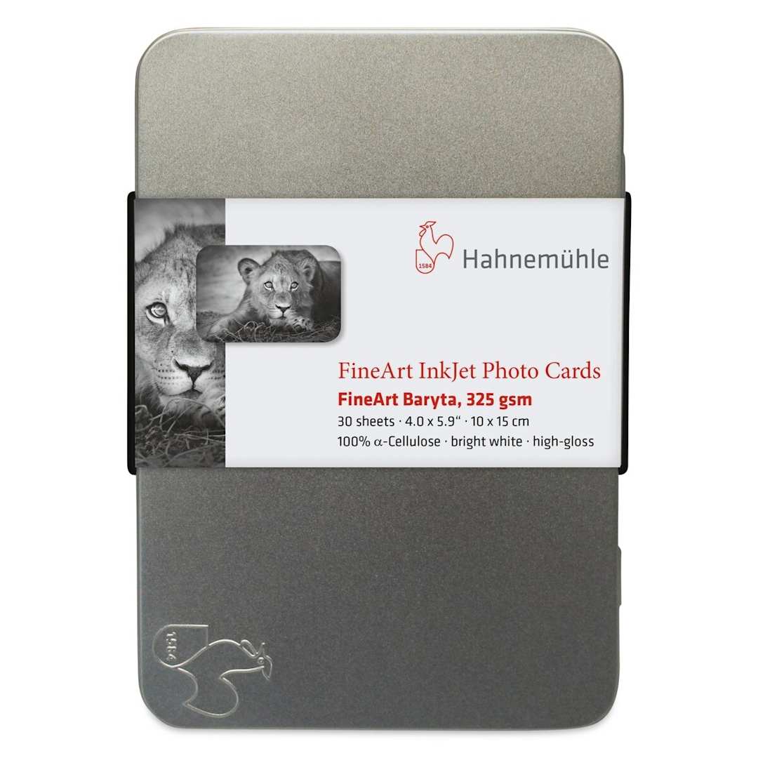 Open in modal - Hahnemühle FineArt Baryta Inkjet Photo Cards - 4" x 6", Pkg of 30 (Front of tin)