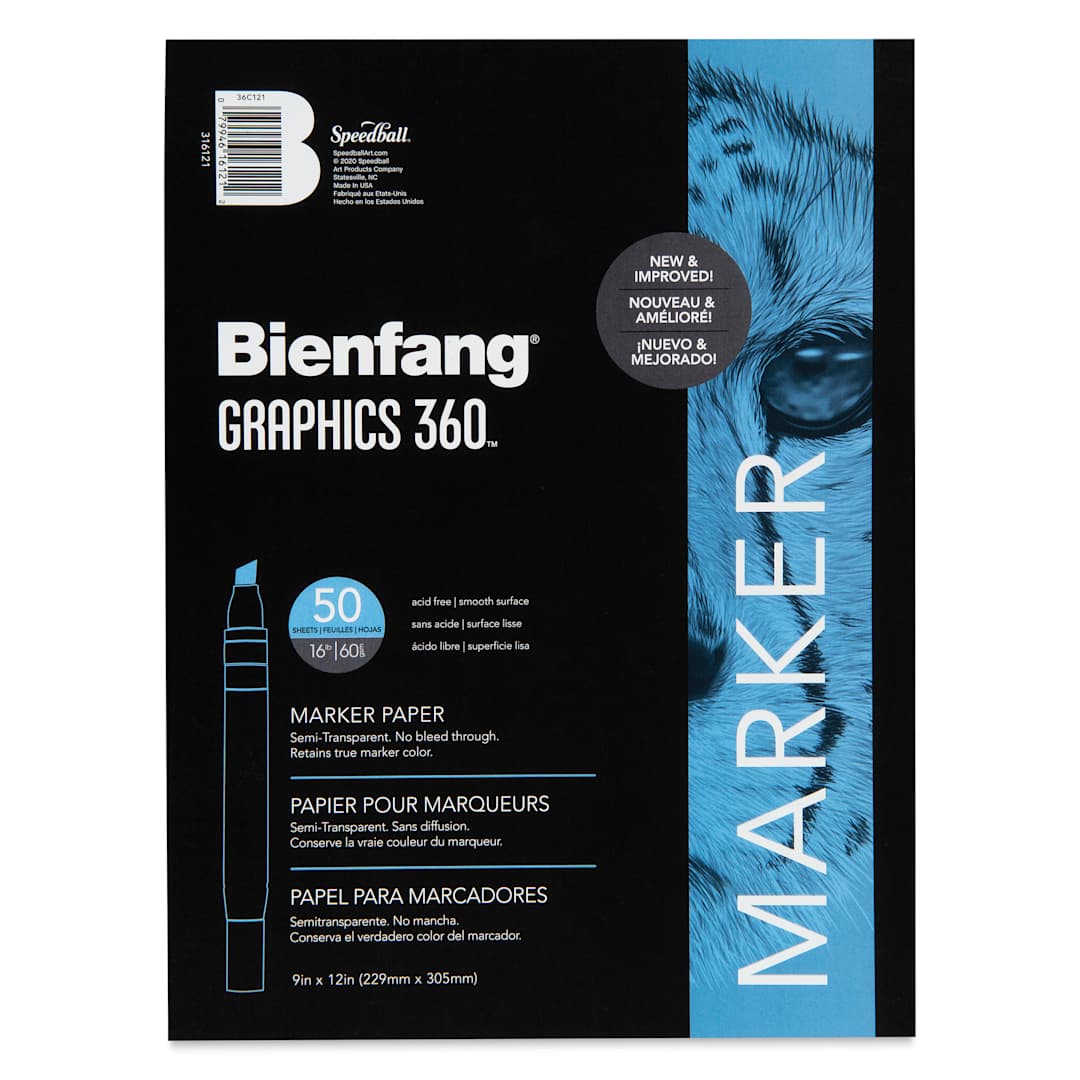 Open in modal - Bienfang Graphics 360 Marker Paper - 9" x 12", 50 Sheets, front cover