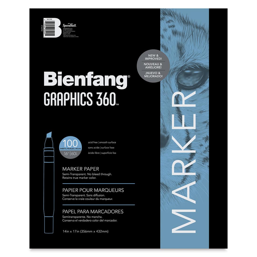 Open in modal - Bienfang Graphics 360 Marker Paper - 14" x 17", 100 Sheets, front cover
