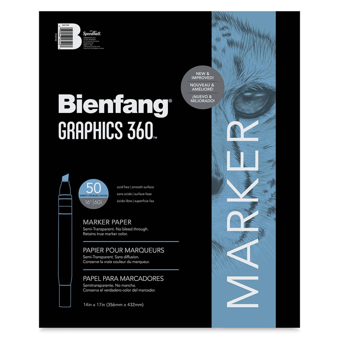 Open in modal - Bienfang Graphics 360 Marker Paper - 14" x 17", 50 Sheets, front cover