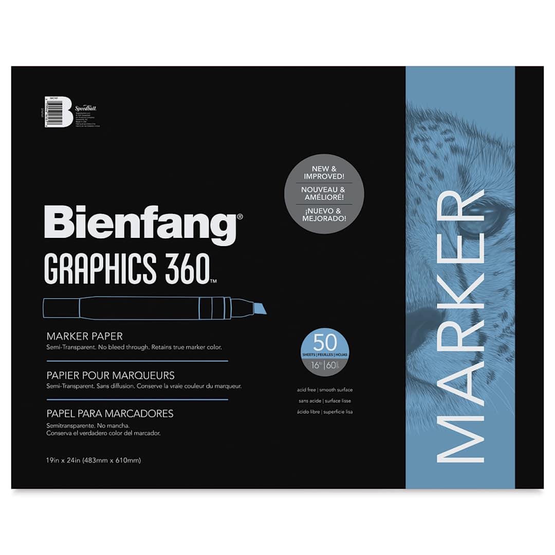 Open in modal - Bienfang Graphics 360 Marker Paper - 19" x 24", 50 Sheets, front cover