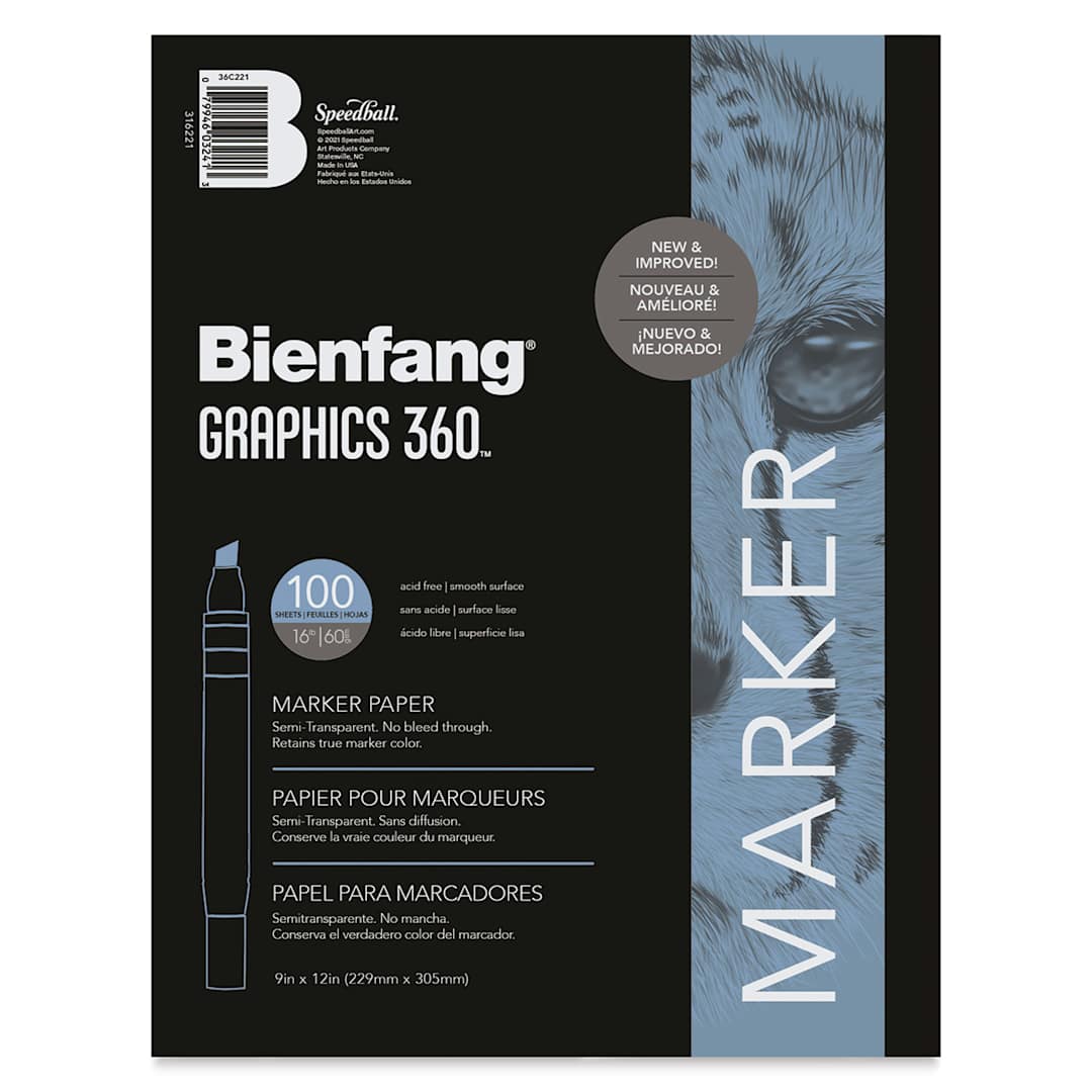 Open in modal - Bienfang Graphics 360 Marker Paper - 9" x 12", 100 Sheets, front cover