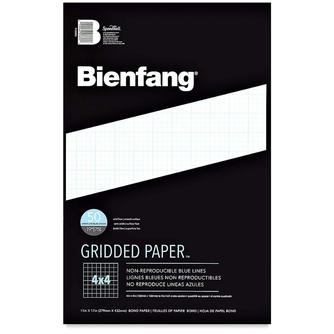 Open in modal - Bienfang Gridded Paper Pad - 4 x 4 Grid, 11" x 17", front cover