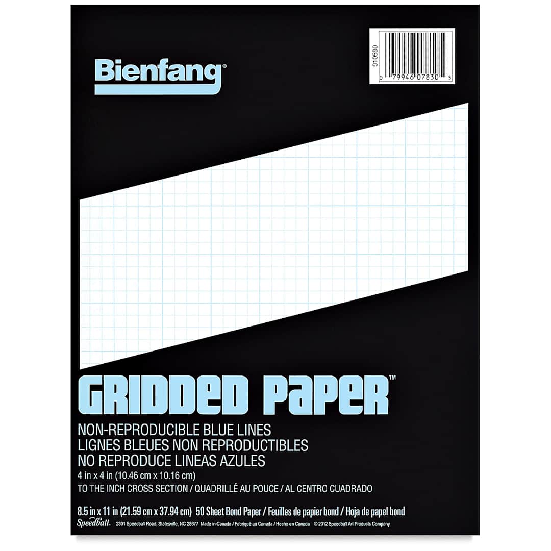 Open in modal - Bienfang Gridded Paper Pad - 4 x 4 Grid, 8-1/2" x 11", front cover
