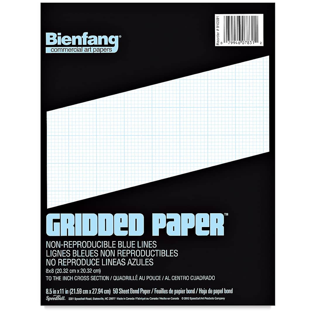 Open in modal - Bienfang Gridded Paper Pad - 8 x 8 Grid, 8-1/2" x 11", front cover