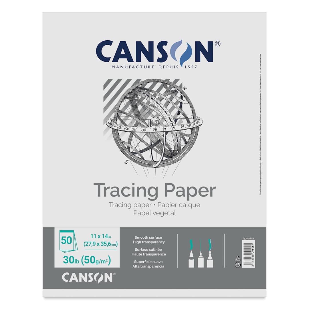 Open in modal - Canson Foundation Tracing Pad - 11" x 14", Portrait, 50 Sheets