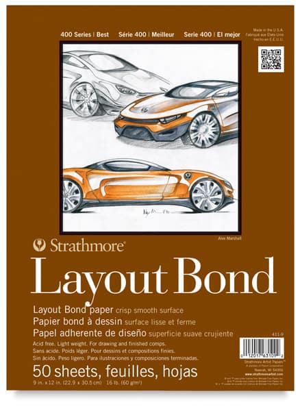 Open in modal - Strathmore 400 Series Layout Bond Pad - Front of 9" x 12" pad