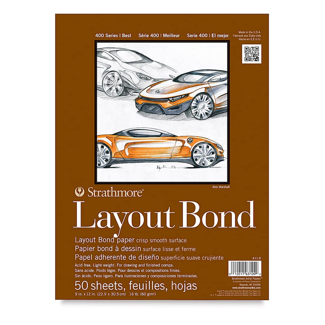 Open in modal - Strathmore 400 Series Layout Bond Pad - 9" x 12", Tape Bound, 50 Sheets