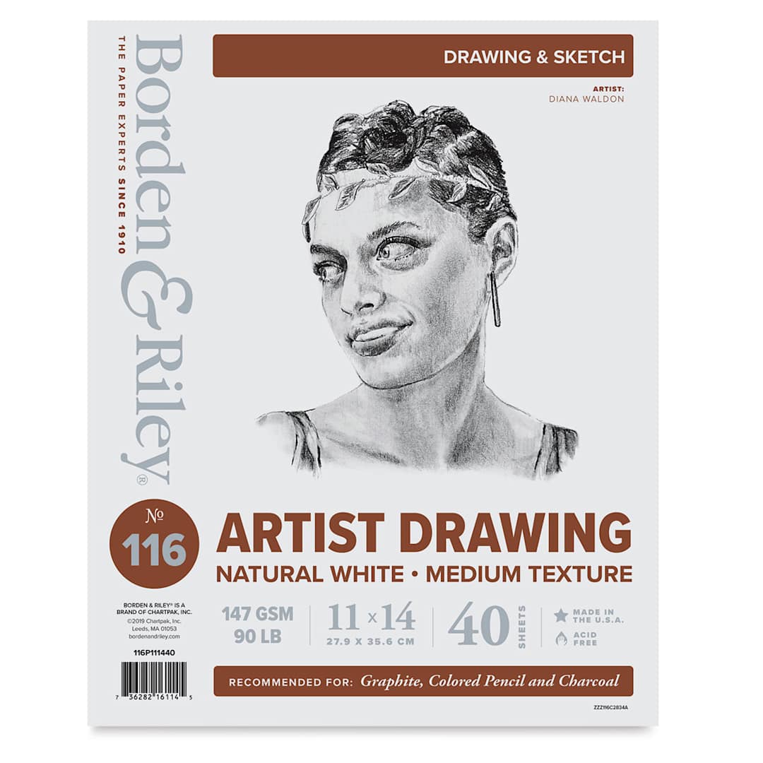 Open in modal - Borden & Riley #116 Artist Drawing Paper Pad - 11" x 14", front cover