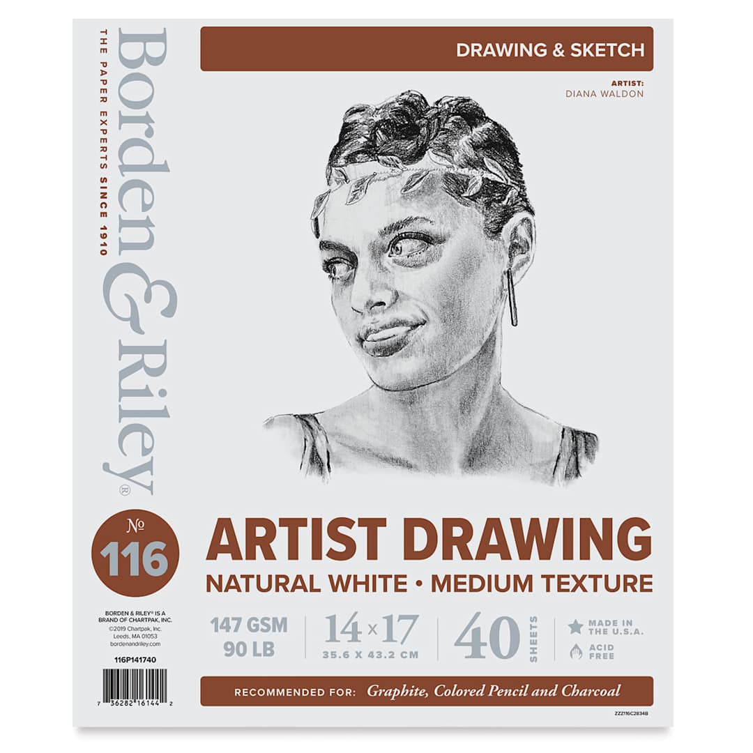 Open in modal - Borden & Riley #116 Artist Drawing Paper Pad - 14" x 17", front cover